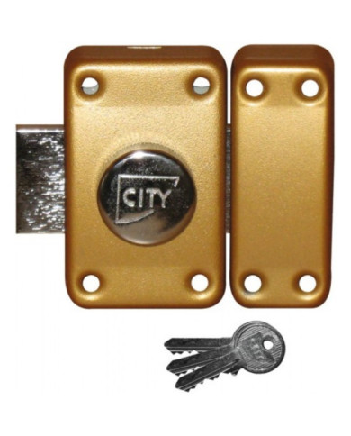 Verrou en applique s'entrouvrant - bouton et cylindre - bronze ISEO CITY