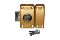 Verrou en applique s'entrouvrant - bouton et cylindre - bronze ISEO CITY