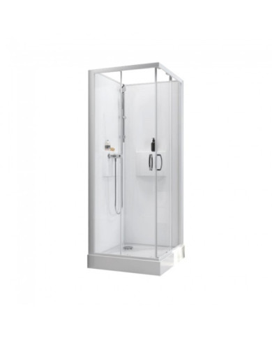 Cabine de douche 80x80 cm Izibox 2- accès d'angle portes coulissantes LEDA