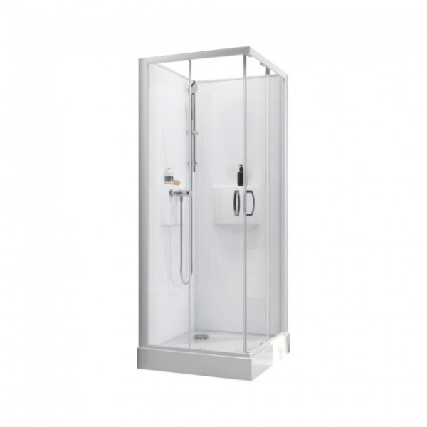 Cabine de douche 80x80 cm Izibox 2- accès d'angle portes coulissantes LEDA