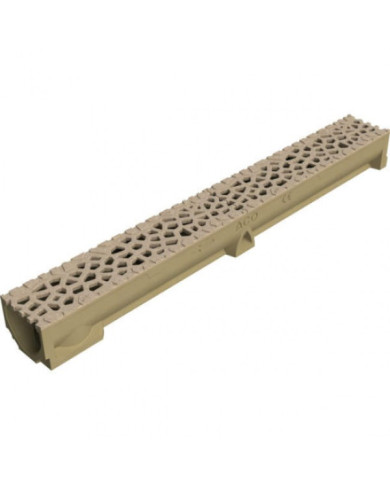 Caniveau béton polymère H95mm avec grille Voronoï fonte citrine - Self 100 ACO