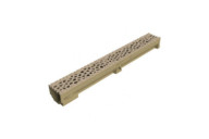 Caniveau béton polymère H95mm avec grille Voronoï fonte citrine - Self 100 ACO