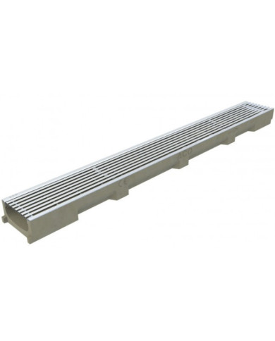 Caniveau béton polymère H55mm avec grille fil inox 304L - Self 100 ACO