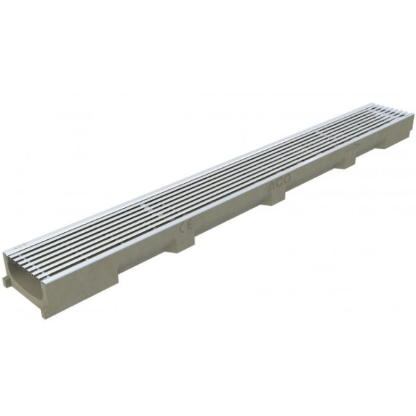 Caniveau béton polymère H55mm avec grille fil inox 304L - Self 100 ACO