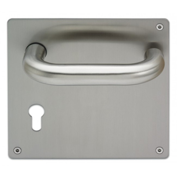 Poignées de porte sur plaques renforcées 170 x 170 mm - inox A2 NORMBAU