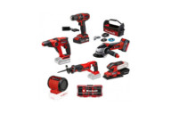 Pack 5 machines 18V + 1 offerte + batteries + sac de transport + coffret d’accessoires EINHELL