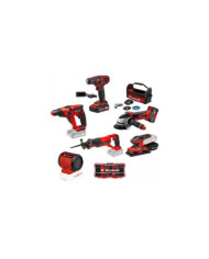 Pack 5 machines 18V + 1 offerte + batteries + sac de transport + coffret d’accessoires EINHELL