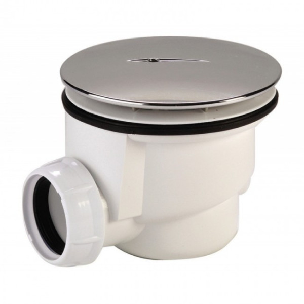 Bonde de douche PVC 90 mm avec capot ABS chromé - sortie horizontale NICOLL