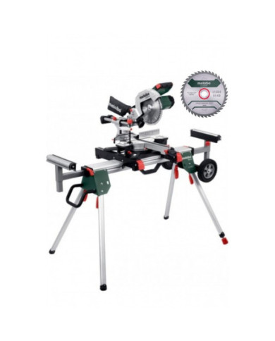 Scie à onglets radiale 1800W KGS 254 M avec socle KSU 251 + 2 lames METABO