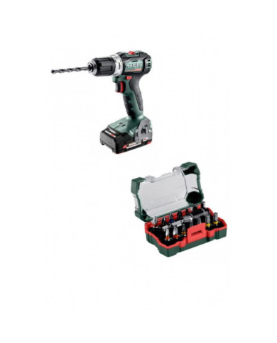 Perceuse visseuse sans fil 18V 2 x 2 Ah Li-Power BS18L BL avec coffret embout de vissage 15 pièces METABO
