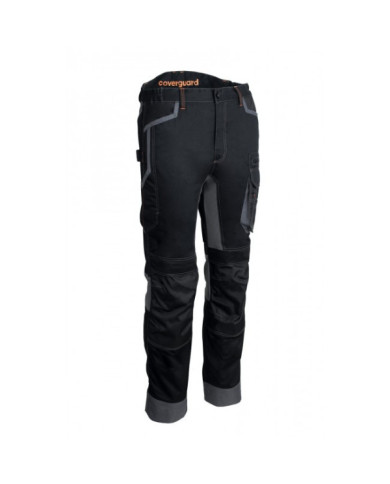Pantalon de travail renforcé stretch multipoches BARU noir et orange Coverguard