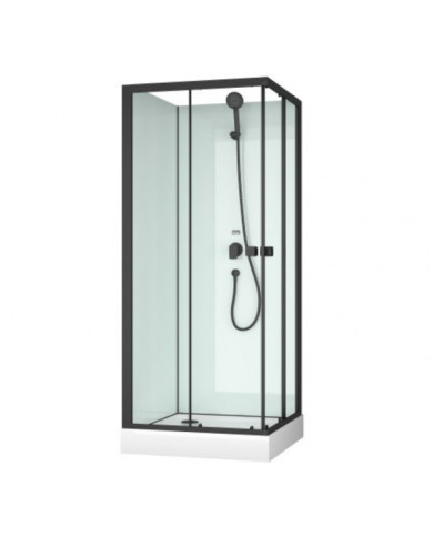 Cabine de douche d'angle 80 x 80 cm - portes coulissantes - Essentiel Square AURLANE