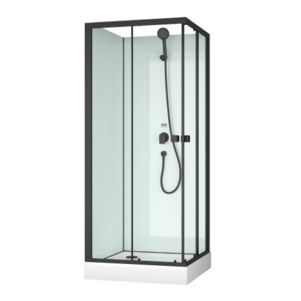 Cabine de douche d'angle 80 x 80 cm - portes coulissantes - Essentiel Square AURLANE