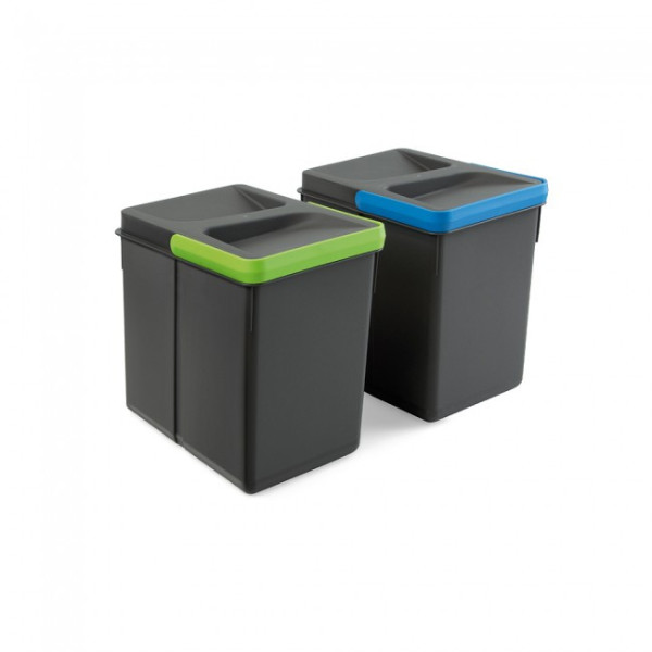 Poubelle de tri sélectif - 6 litres - anthracite - par 2 - Recycle EMUCA