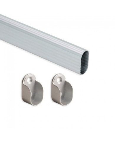 Tube de penderie ovale 30 x15 mm - avec supports - par 2 EMUCA