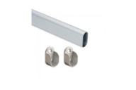 Tube de penderie ovale 30 x15 mm - avec supports - par 2 EMUCA