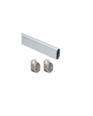 Tube de penderie ovale 30 x15 mm - avec supports - par 2 EMUCA
