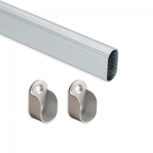 Tube de penderie ovale 30 x15 mm - avec supports - par 2 EMUCA