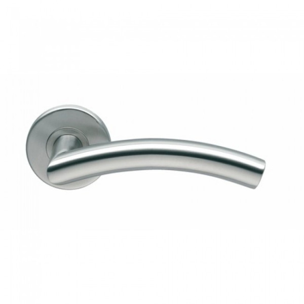 Poignées cintrée de porte sur rosace ronde - inox 304 - C 19 NORMBAU