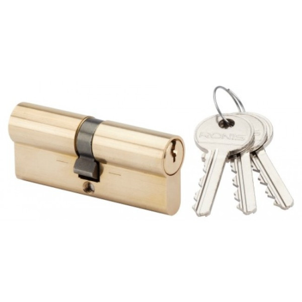 Cylindre double sur passe PTT - laiton poli - 36 x 36 mm - 1264 RONIS