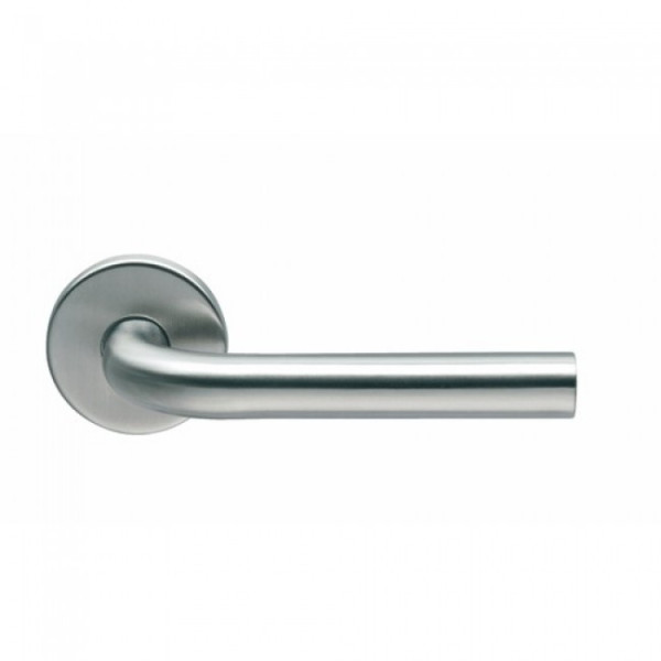 Poignées sur rosaces rondes - forme coudée - inox 304 - L 19 NORMBAU