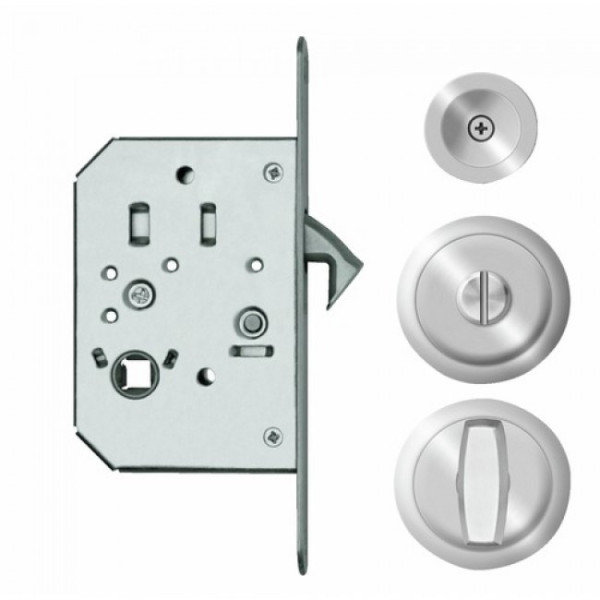 Serrure porte coulissante - à condamnation - rosace ronde - inox - EPD KARCHER DESIGN