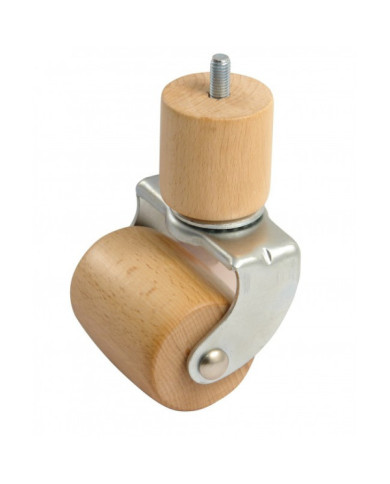 Roulette en bois sur platine pivotante - hauteur variable - charge 100 kg AVL