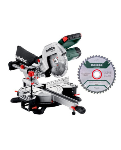 Pack scie à onglets radiale 1500W KGS 216 M + lame de scie 216x30 40WZ METABO