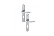 Poignées de porte sur plaques -195mm -aluminium aspect inox -New York HOPPE