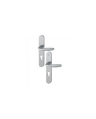 Poignées de porte sur plaques -195mm -aluminium aspect inox -New York HOPPE
