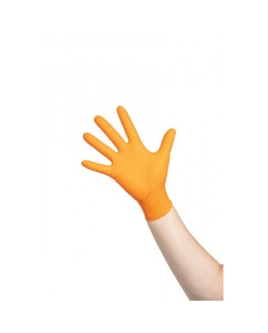 Gant en nitrile Herkul Grip orange extra strong - jetable - par 100 Herkul