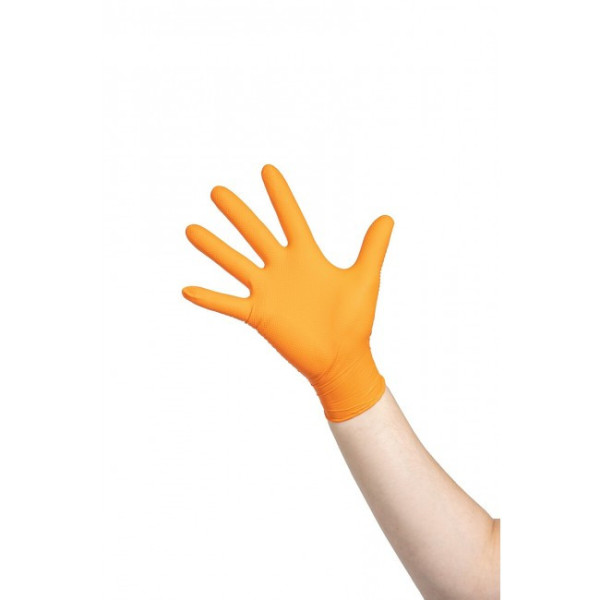 Gant en nitrile Herkul Grip orange extra strong - jetable - par 100 Herkul