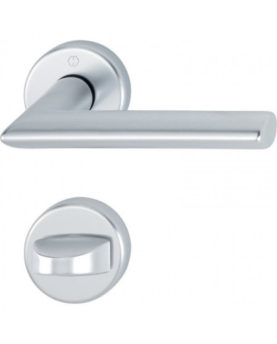 Poignée de porte double sur rosaces rondes -Stockholm -finition argent HOPPE