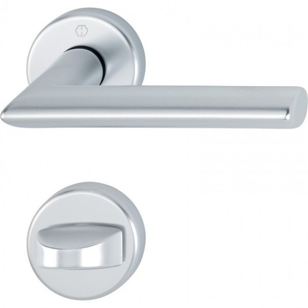 Poignée de porte double sur rosaces rondes -Stockholm -finition argent HOPPE