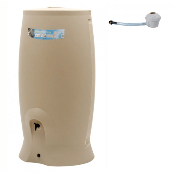 Récupérateur d'eau beige + kit collecteur - 500 litres - Recup'O EDA PLASTIQUES
