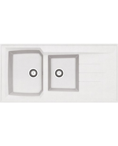 Évier à poser Montreal 2 cuves + 1 égouttoir - 120 cm - blanc MODERNA