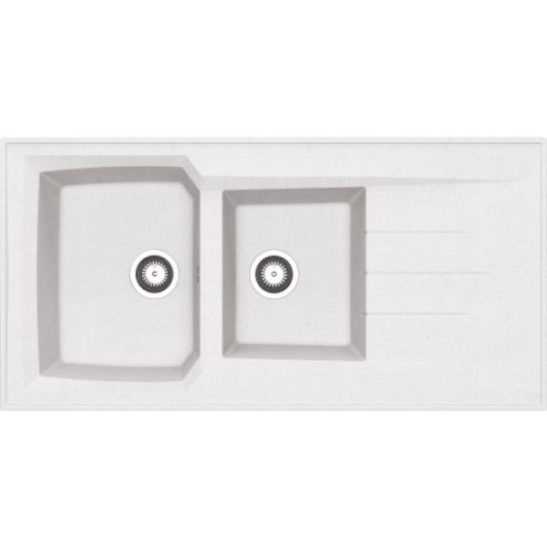 Évier à poser Montreal 2 cuves + 1 égouttoir - 120 cm - blanc MODERNA
