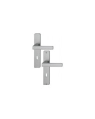 Poignées de porte sur plaques - 195 mm - alum - aspect inox - Toulon HOPPE