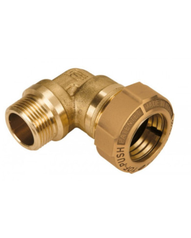 Coude 90° pour tube PE - serrage extérieur - filet mâle - Tof Push OT EFFEBI