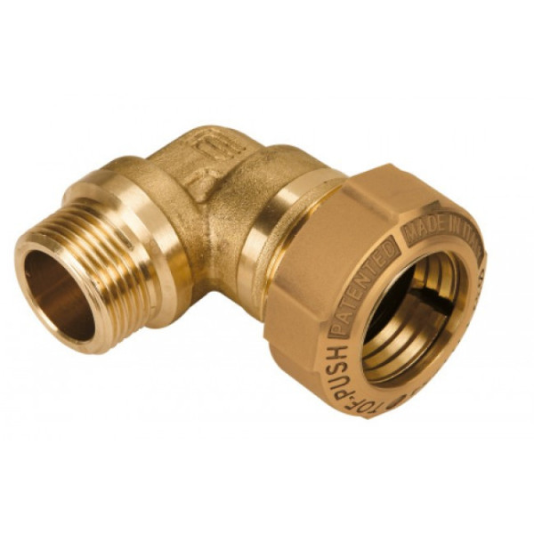 Coude 90° pour tube PE - serrage extérieur - filet mâle - Tof Push OT EFFEBI