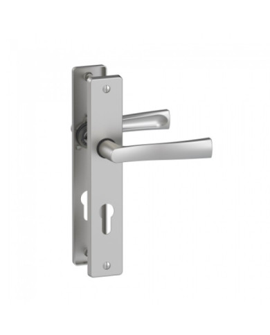 Poignée de porte sur grande plaque - aluminium chrome satiné - Flex VACHETTE