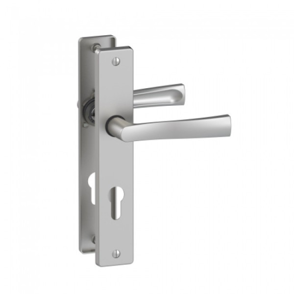 Poignée de porte sur grande plaque - aluminium chrome satiné - Flex VACHETTE