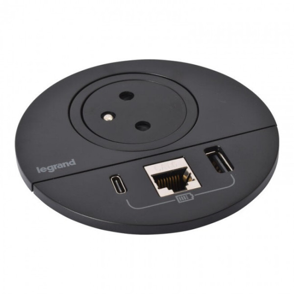 Prise encastrable sur plan - sortie de câble ou RJ45 - INCARA™ Disq 80 LEGRAND