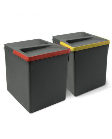 Poubelle de tri sélectif - 2 bacs de 15 litres EMUCA