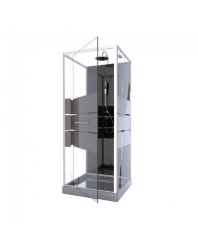 Cabine de douche 90 x 90 cm Study avec porte pivotante sérigraphiée AURLANE