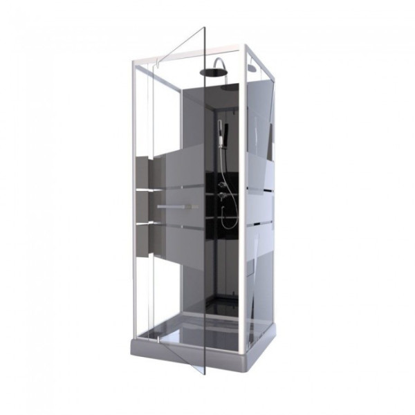 Cabine de douche 90 x 90 cm Study avec porte pivotante sérigraphiée AURLANE