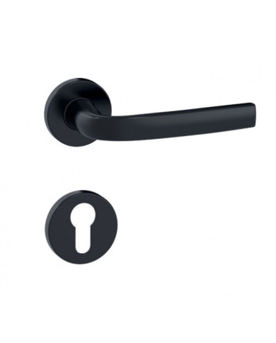 Poignées de porte sur rosaces rondes Logio finition noir mat Onyx VACHETTE