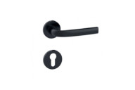 Poignées de porte sur rosaces rondes Logio finition noir mat Onyx VACHETTE