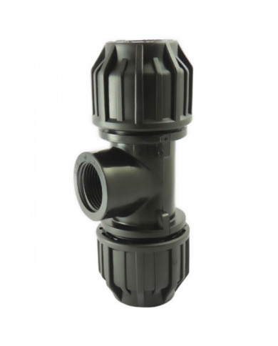 Té à compression 90° dérivation femelle en polypropylène pour tube PE CODITAL
