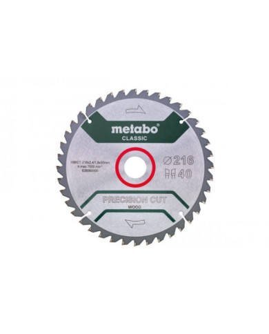 Lame carbure scie à onglet precision cut wood-classic 216x30-Z40 WZ 5° nég. METABO